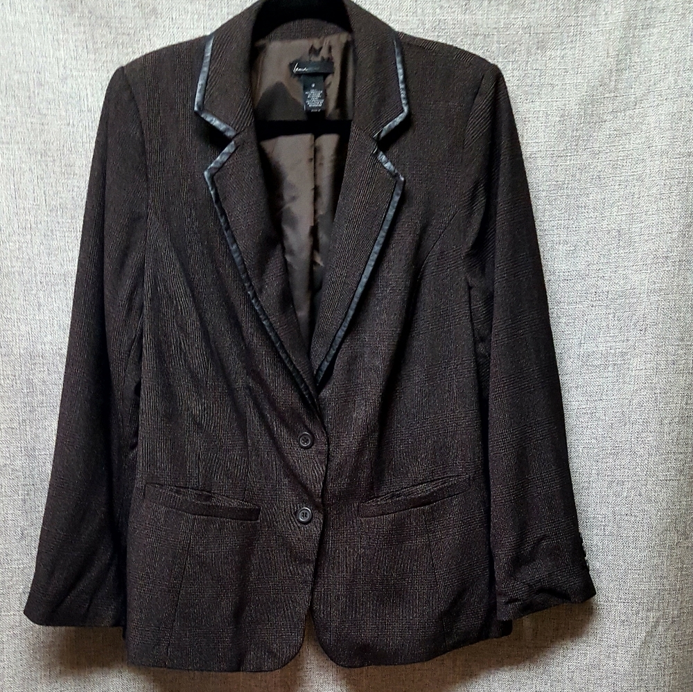 Lane Bryant Brown Plaid Blazer EUC Sz 18